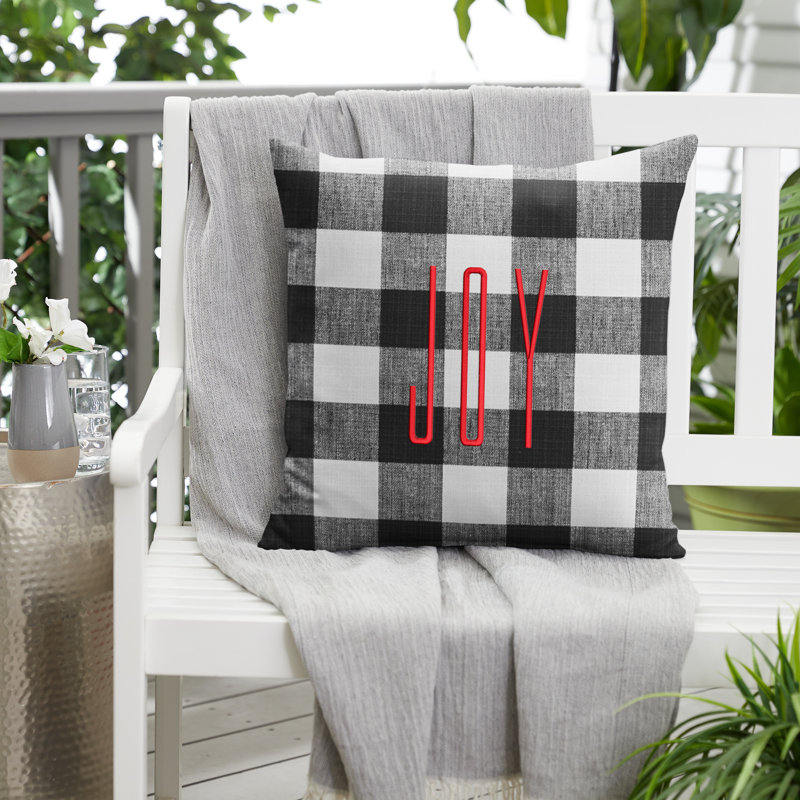  Housse de coussin d'extérieur carré Joy, Noir / rouge