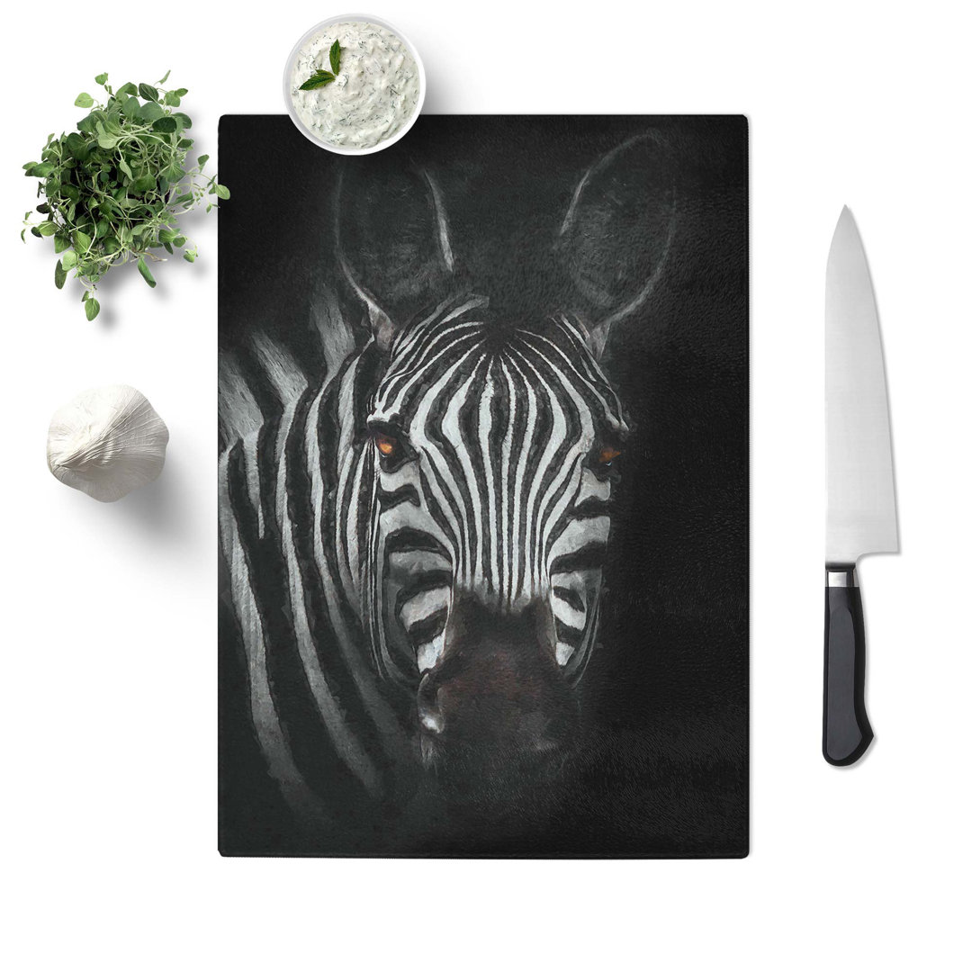 Tempered Glass Zebra in the Shadows in Abstract Chopping Board