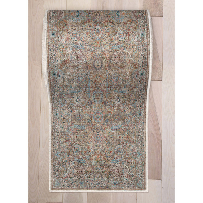 Asha Emilia Blue Custom Size Hallway Stair Runner - Vintage Persian Oriental Low Pile Carpet, Runner 2'3" x 43'