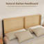 Cadre de lit naturel avec tête et pied de lit en rotin, cadre de matelas Boho sans sommier, cadre de lit en bois facile à assembler et sans bruit-895327655