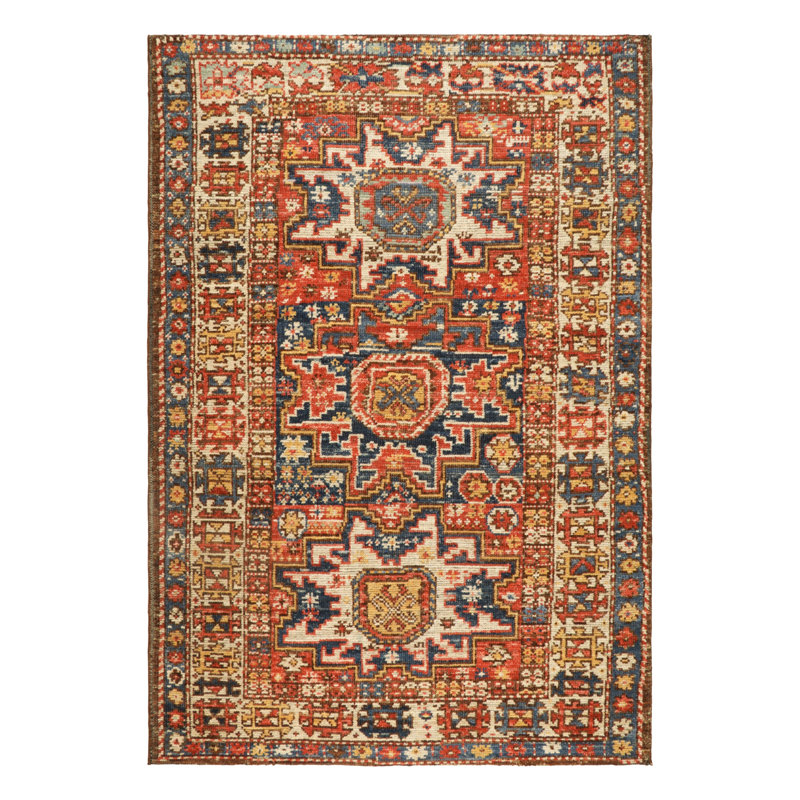 Burano Hand Knotted Geometric Area Rug, Rectangle 4' x 6'