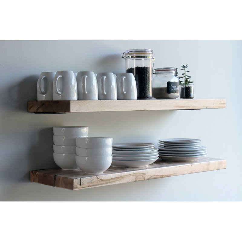 2 Piece Maple Bracket Shelf, 2" H X 24" W x 11" D