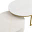 Table basse gigogne moderne cannelée avec tiroir en blanc et or