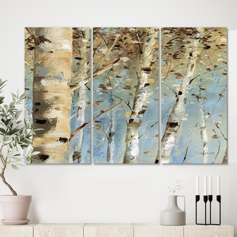 Farmhouse «White Birch Forest I», peinture à multiples images sur toile, H 32 po x l 48 po x P 1 po