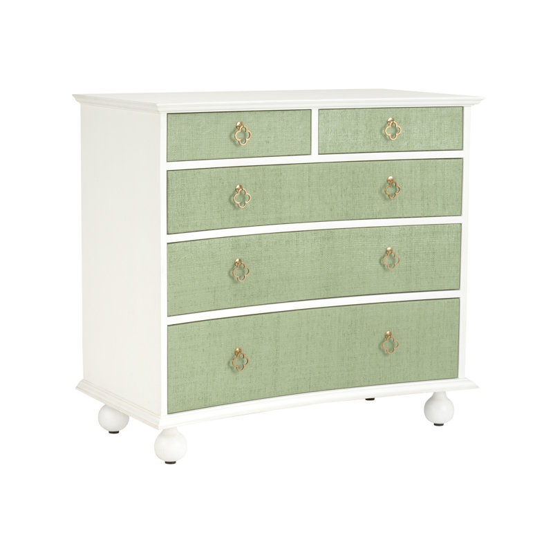 Maxwell 5 - Drawer Dresser, White/Green