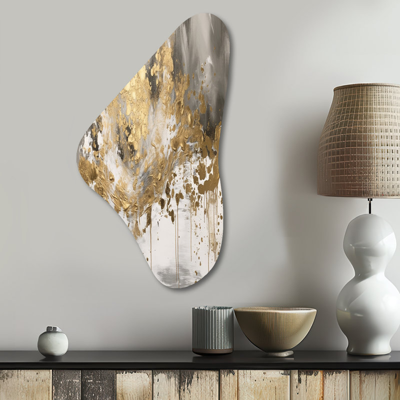 Elledge - art mural asymétrique abstrait en forme de Boomerang, H 31 po x l 17 po