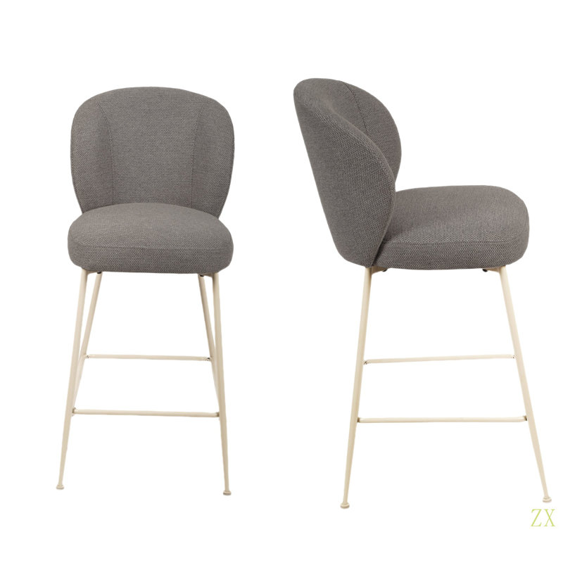 Ensemble de 2 tabourets modernes en tissu / métal