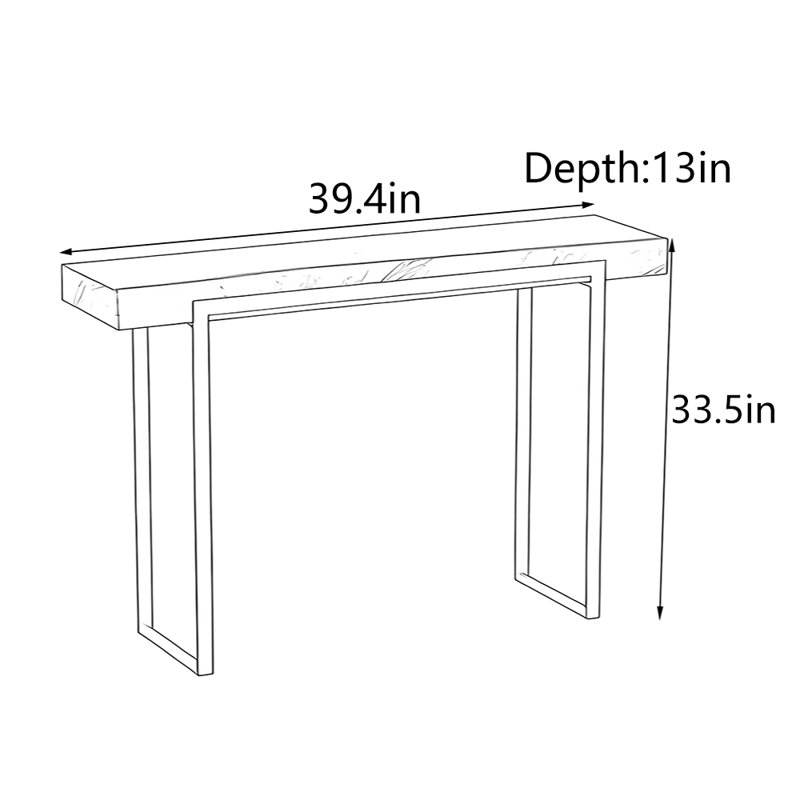 Table de hall d'entrée moderne et luxueuse, Blanc, H 33,5 po x l 39,4 po x P 13 po