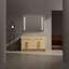 Armoire de meuble-lavabo à double cuve 58 11/16 po - Finition chêne clair avec tablettes réglables, portes à fermeture douce et poignées en métal (poignée noire)-2091252240-2091252243