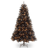 North Valley® 7' Black Spruce Artificial Christmas Tree with 500 Clear Lights with Stand