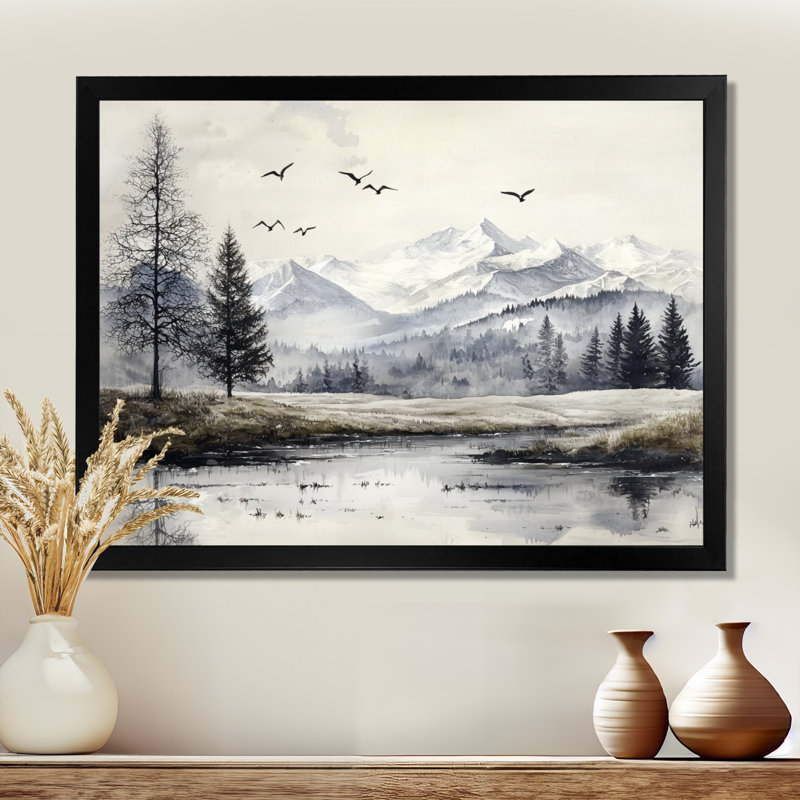 «Western Mountains Winter Charm I», impression de paysage de montagne, Reproduction encadrée d'une seule photo sans pass