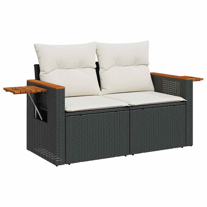 Ensemble de canapé de jardin Vidaxl noir, blanc crème