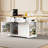 48 Inch Large Kitchen Island With Drop Leaf,power Outlet,internal Storage Rack,rolling Kitchen Storage Cart On 5 Wheels With 5 Open Side Racks For Kitchen,dining Room,white (not Include Stools)-1011188402