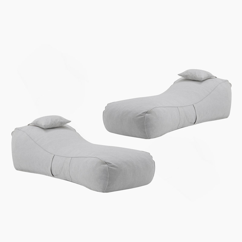 Outdoor Bean Bag Lounge Chair, Light Gray, Set Of 2, 2
