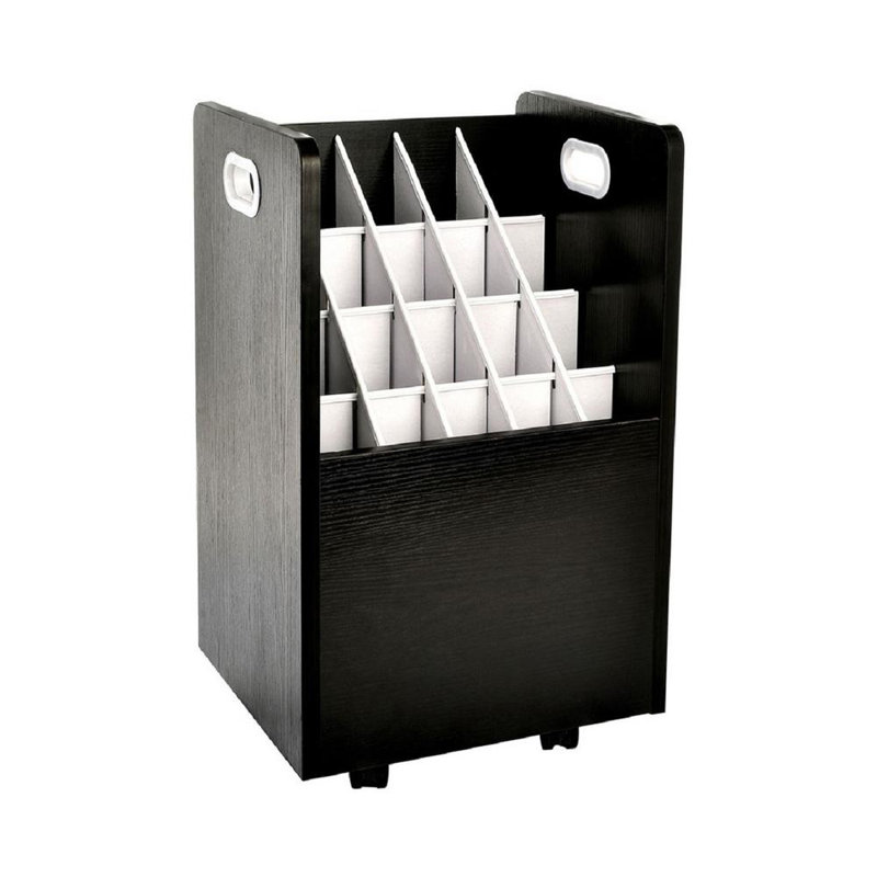 20-Compartment Mobile Rolling Blueprint Roll Storage Organizer 15.25 in. W Vertical File Cabinet, Black