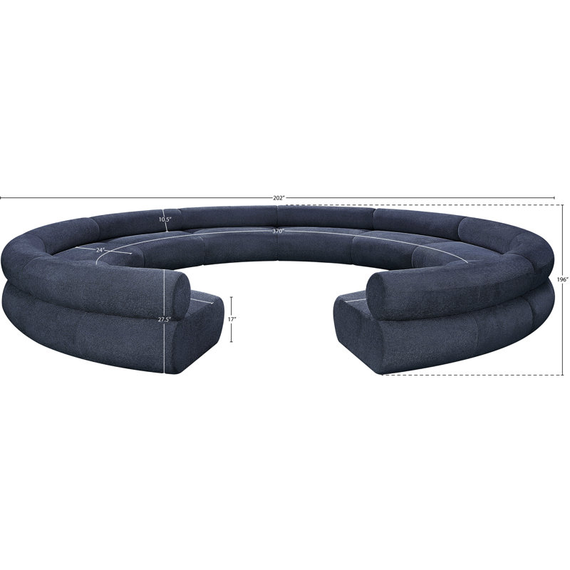 Canapé modulaire rembourré Bale, Tissu chenille bleu marine