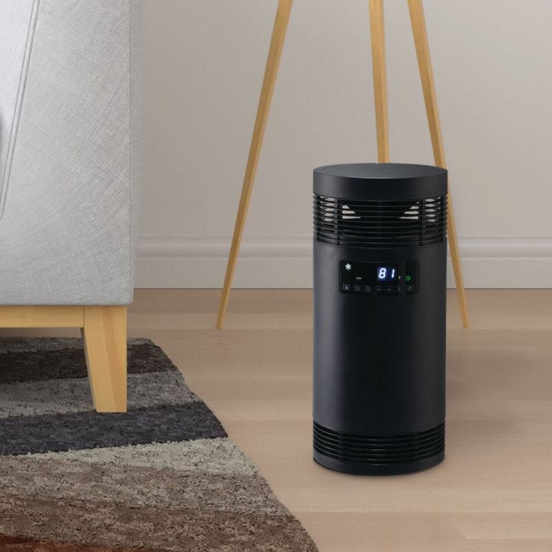 Black Ceramic Electric Tower Heater with Thermostat and Remote Control