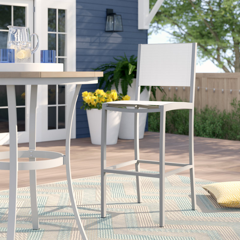 Travira 2 - Person Patio Dining Set with Round Table, White Performance, Tekwood Natural