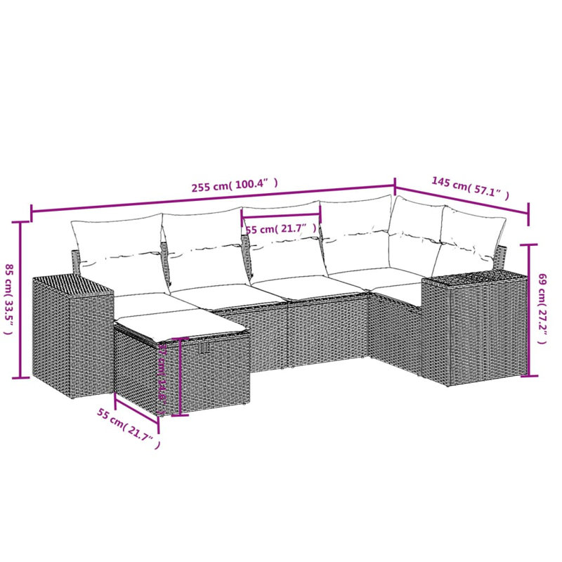  Ensemble de canapé de jardin en rotin de polyester gris clair et acier thermolaqué