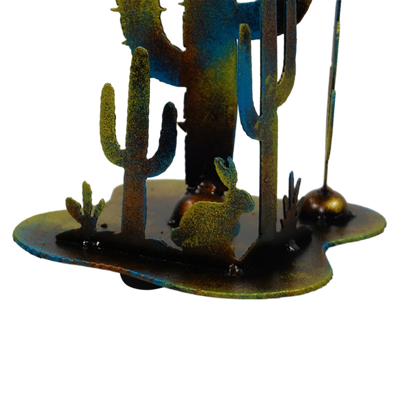 STEEL DESERT HARE AND SUN TABLE SCULPTURE