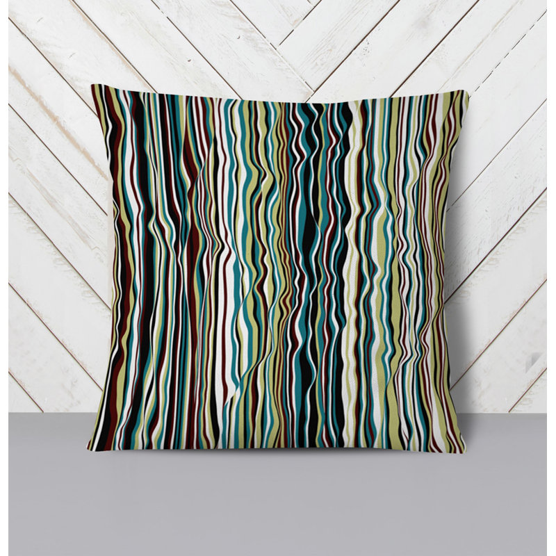 Throw Pillow With Insert, Green Striped/Abstract 3, 20"H x 20"W