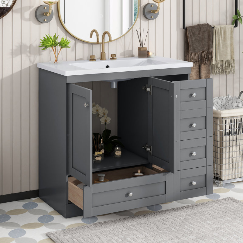 Ensemble de meuble-lavabo simple 36 po Meranda, Gris