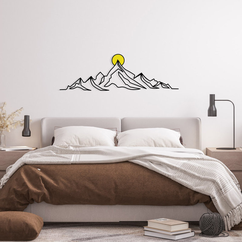 Élégant accessoire mural décoratif en métal, 47,0 po x 14,6 po | Métal durable (épaisseur: 0,05 pouce) et bois élégant (épaisseur: 0,12 pouce) | Parfait pour le salon, la chambre à coucher ou le bureau, design moderne et chic