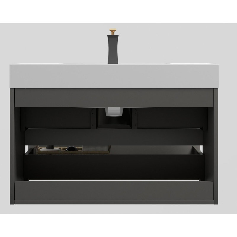 Meuble-lavabo 36 po avec lavabo, Blanc, Gris