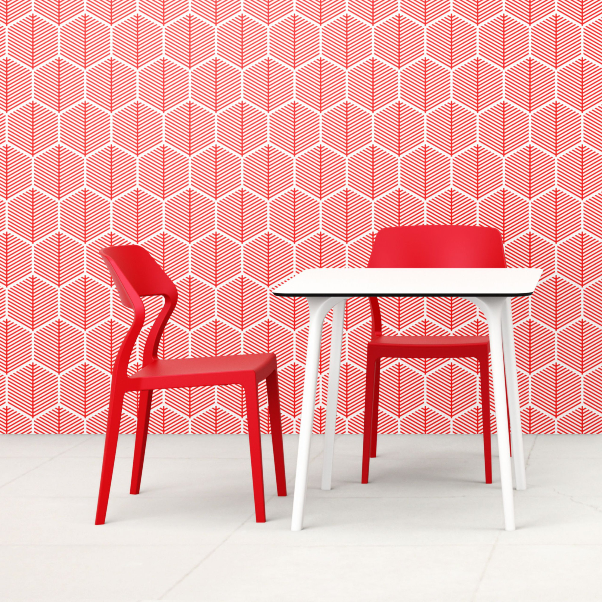 Farrah Stacking Patio Dining Side Chair, Red