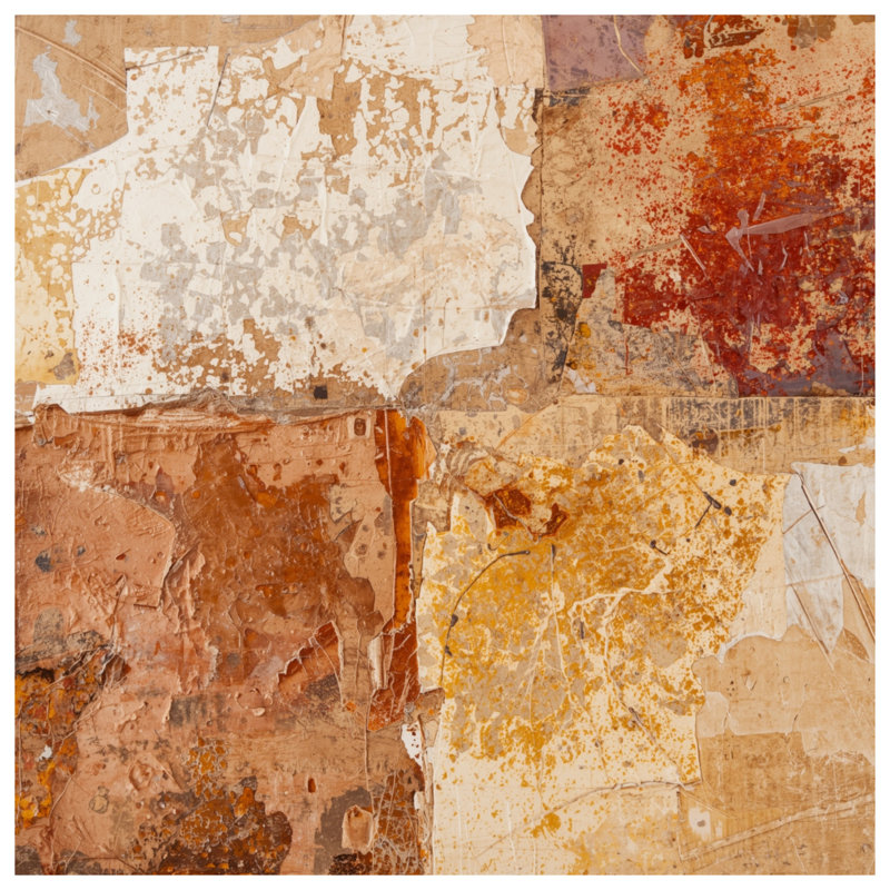 Tapisserie murale texturée terreuse abstraite - collage mural, H 104 po x 88 avec 4 œillets