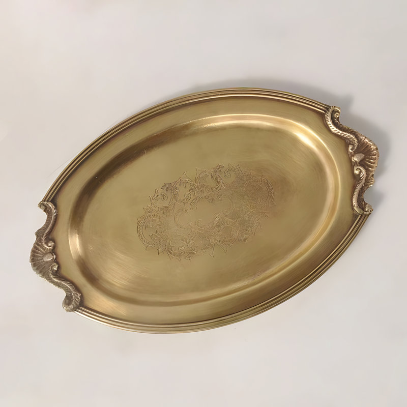 Retro Pure Copper Elliptical Tray - Exquisite Dried Fruit Plate And Villa Living Room Decorative Art