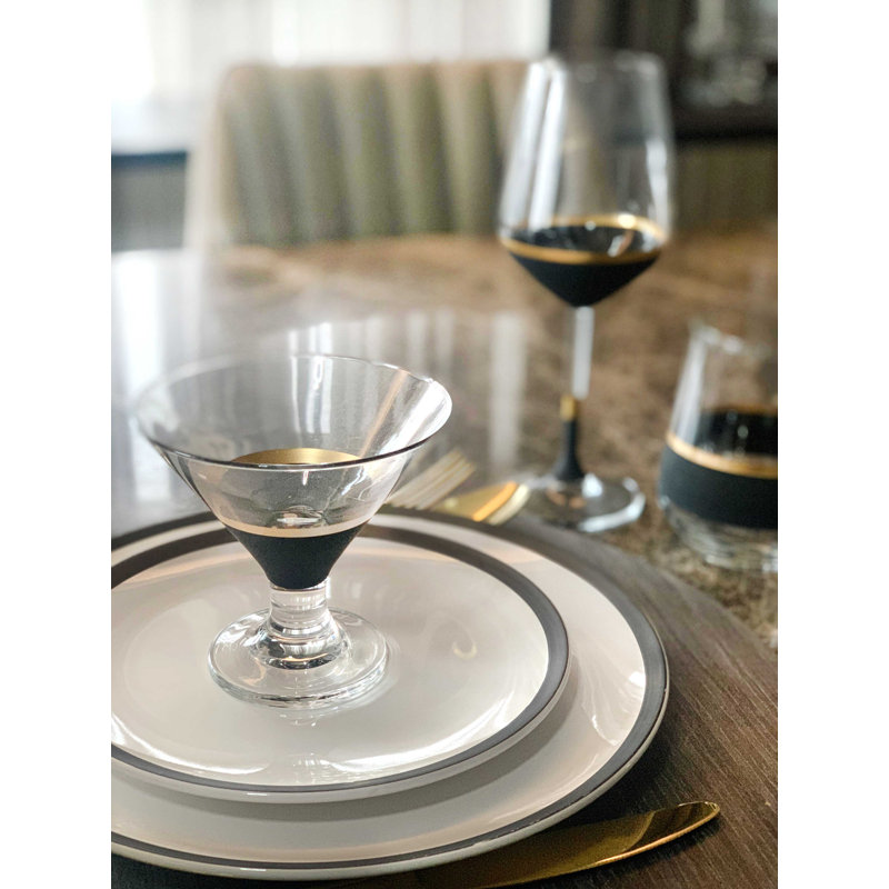 Arguello 400ml Dessert Bowl, Black/Gold