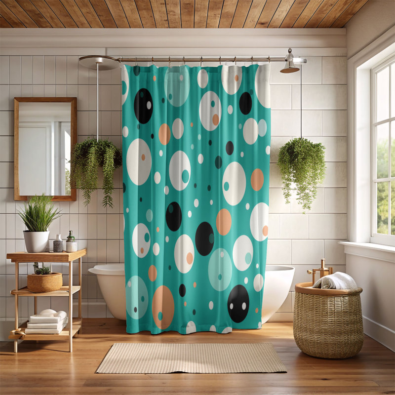 Polka Dot Graphics - Premium Shower Curtain, H 74 po x l 71 po