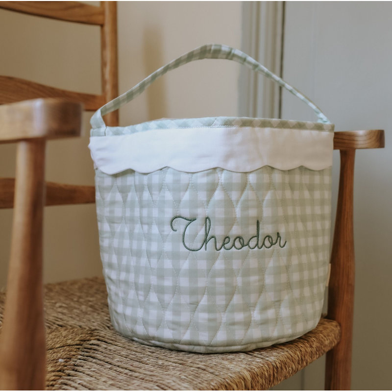 Panier de rangement matelassé - Vichy vert