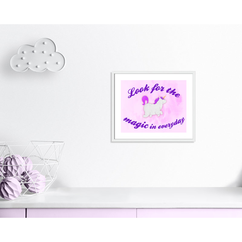 Décoration murale licorne magique pour enfants, H 21,5 po x l 25,5 po x P 1,19 po, Encadré de boîte blanc