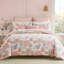Ensemble de literie pour grand lit à motif floral rose 100% coton à motif de feuilles vertes Ensemble de housse de couette 3 pièces super doux et respirant avec fermeture à glissière et attaches de coin-123190622-123190624