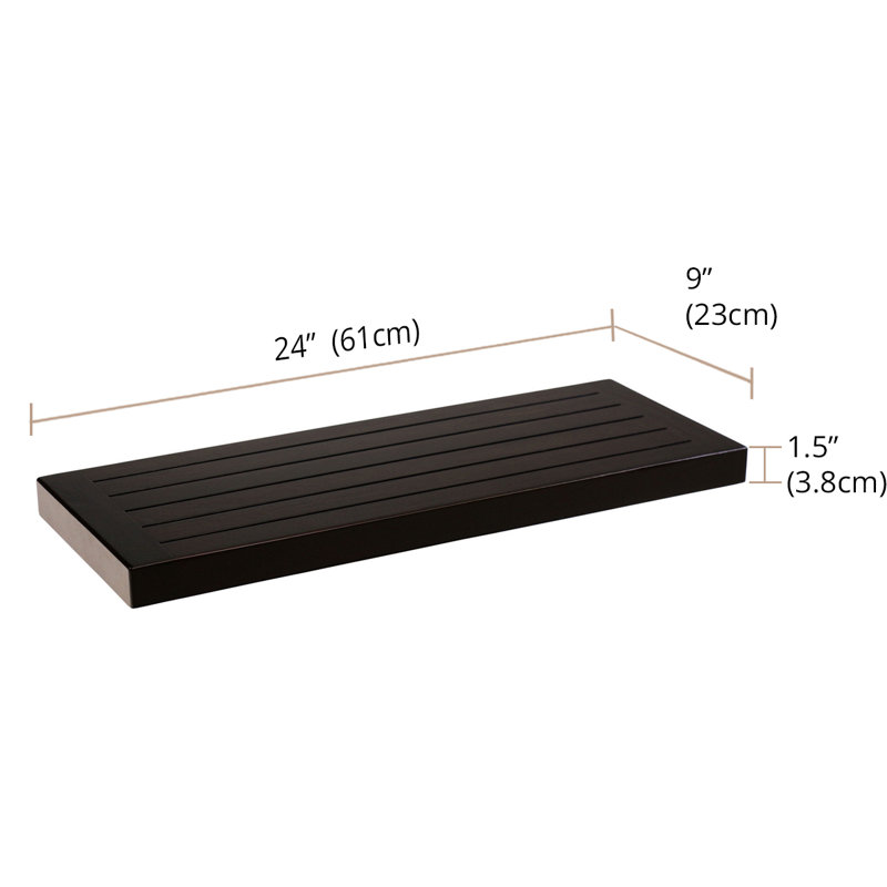 24" Moa Mocha-Shield Floating Teak Wall Shelf, 1.5" H x 24" W x 9" D