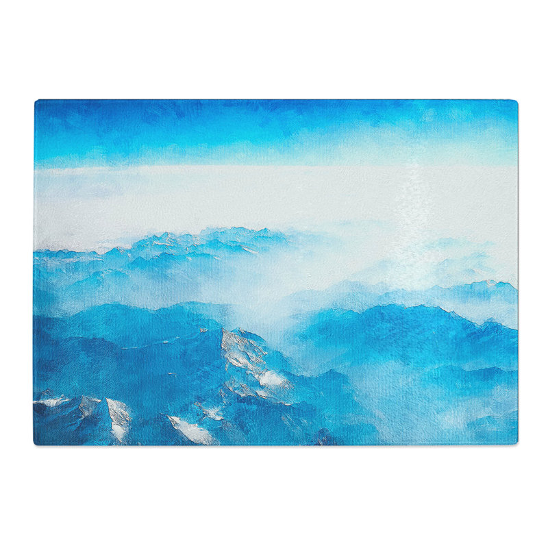 Mountain Tops in Switzerland Painting Chopping Board, 0.4cm H x 28.5cm W x 39cm L