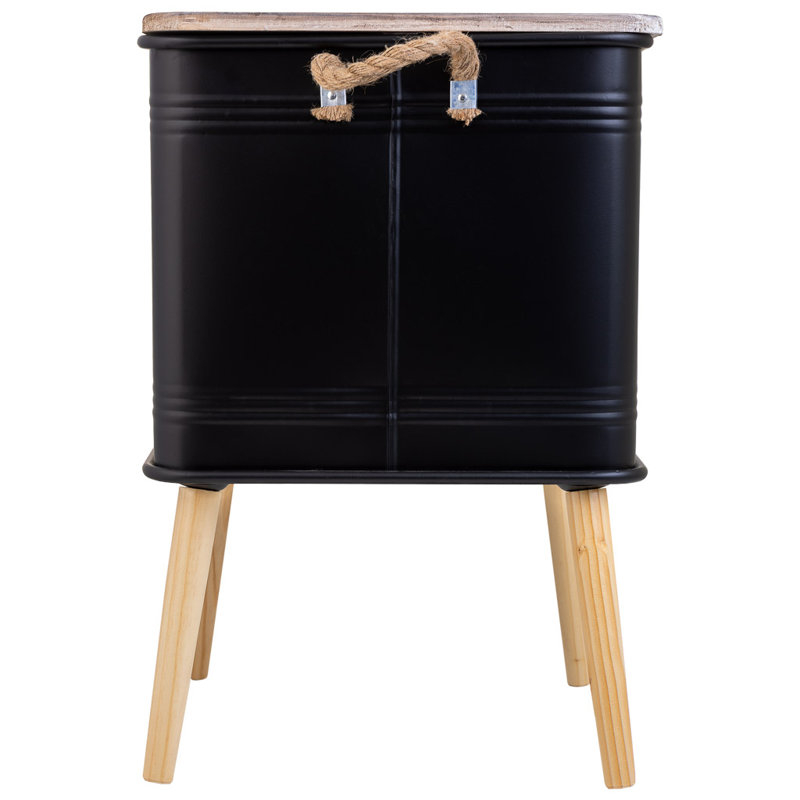 Aithana 41cm W Metal Bedside Table, Black