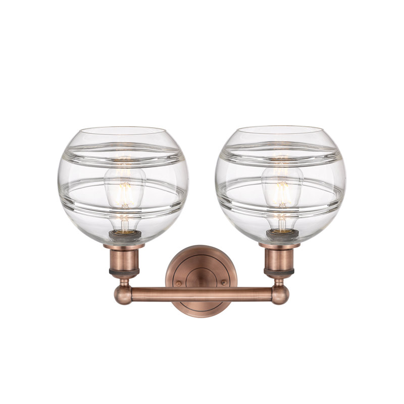 Éclairage pour meuble-lavabo à 2 lumières à intensité variable Bienes, Transparent, Cuivre antique