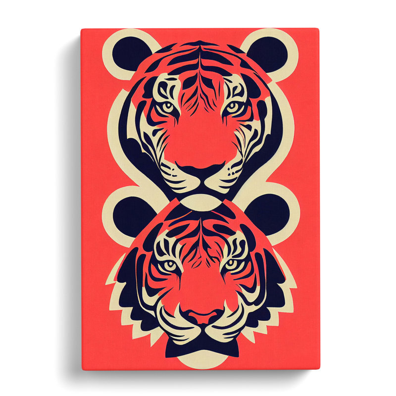 Two Tiger Heads - Wrapped Canvas, 50cm H x 35cm W x 3cm D