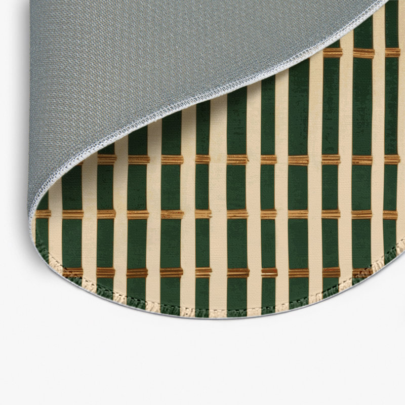 ArtDeco Green Indoor and Outdoor Area Rug, Round 5'