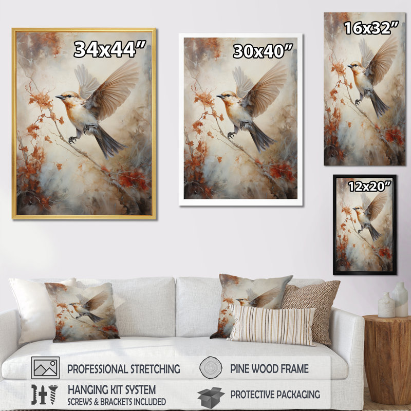 Bird Wings Of Wonder - animaux, art mural, salon, H 32 po x l 24 po x P 1 po, Cadre flottant noir