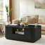 Table basse ovale avec tiroirs, panneau de fibres à densité moyenne noir élégant, contour arrondi pour le salon