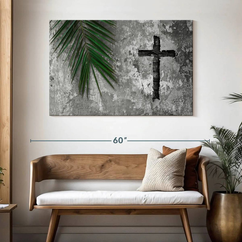 Adella Grunge Cross, 32" H x 48" W