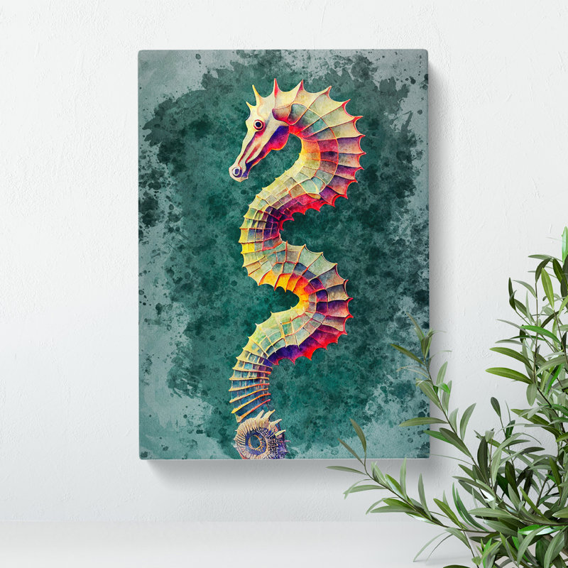 XC1022-5179X Watercolour Seahorse - Wrapped Canvas Painting, 50cm H x 35cm W x 3cm D