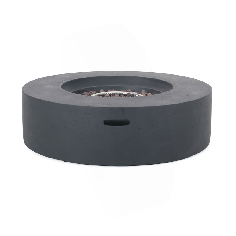 Lightweight Concrete Outdoor Circular Fire Pit, Dark Gray 50,000 BTU (Tank Cover Not Included), Dark Gray