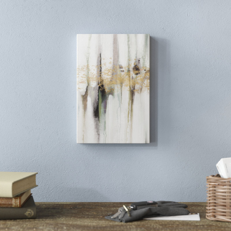 «FaIIing Gold Leaf I», peinture sur toile, H 12 po x l 8 po