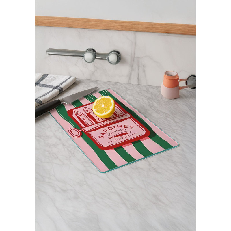 Durable Tempered Glass Cutting Board, 7.9 x 11.8 inches | 100% Antibacterial, Non-Slip Silicone Feet | Easy Clean Surface, Perfect for Food Prep & Kitchen Use, Not Dishwasher, Microwave, or Oven Safe