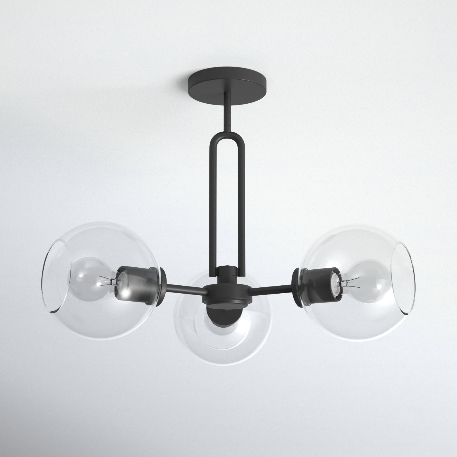Herma 22" 3-Light Semi Flush Mount, Midnight Black